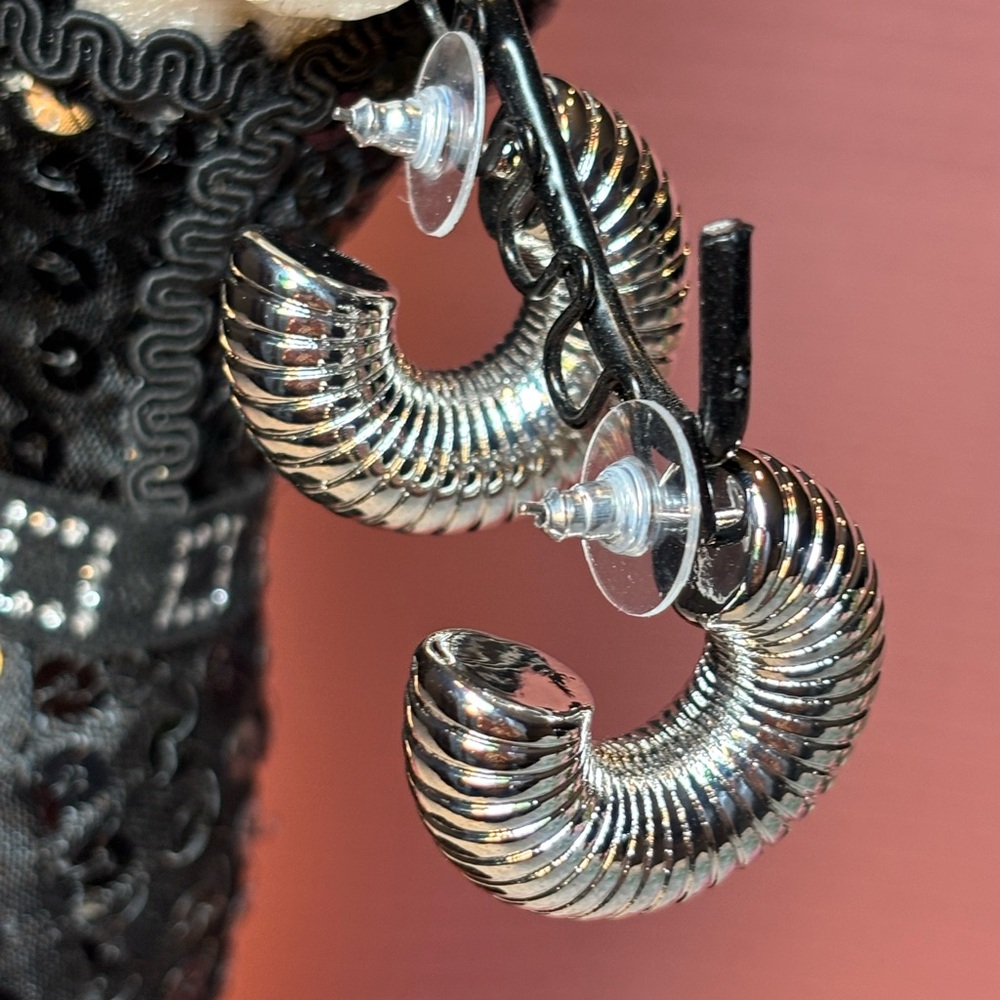 NWT Embraceable Silver Earrings Hollow Style Hoops Chunky